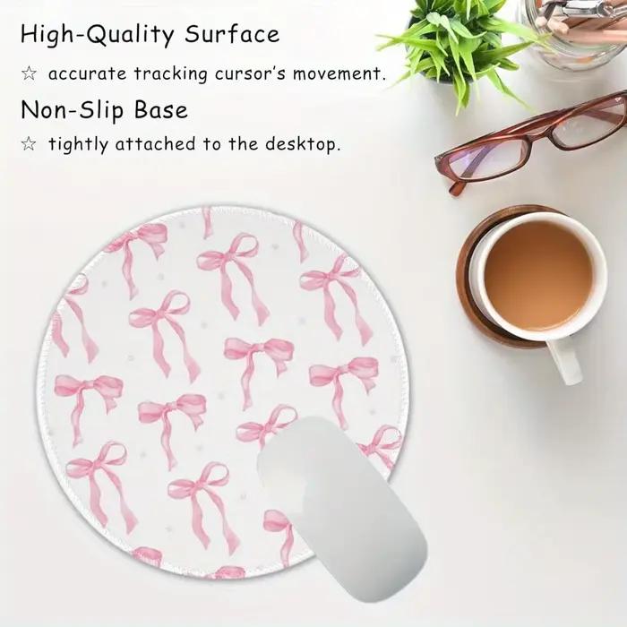 Tapis de souris rond à nœud rose