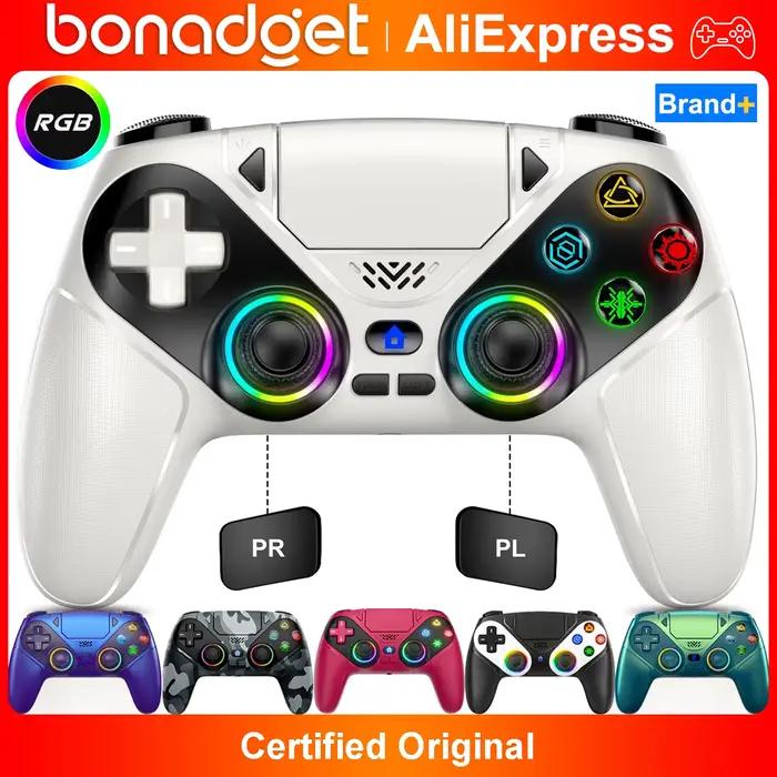 Manettes de jeu sans fil Bluetooth avec lumières RGB pour Playstation 5 PS5/PS5 Pro/Slim/PC