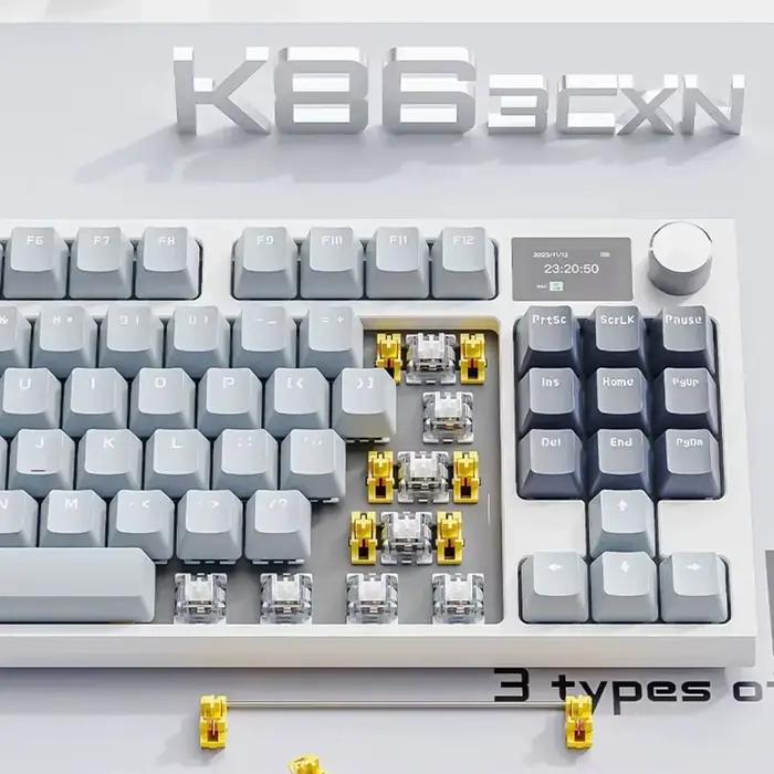 Attaque Shark K86 clavier mécanique sans fil bouton métallique Structure de joint échange à chaud écran TFT