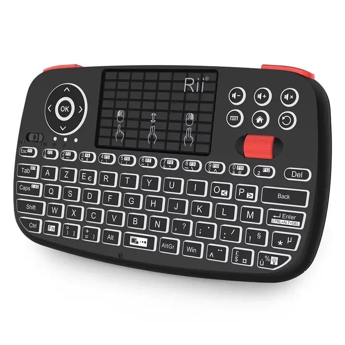 Rii i4 Mini clavier sans fil Bluetooth avec pavé tactile 2.4GHz souris rétro-éclairé télécommande pour Windows Android TV Box Smart TV