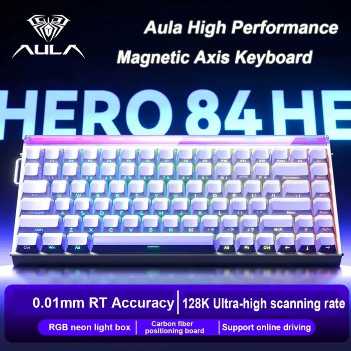 AULA HERO84 HE interrupteur magnétique clavier mécanique filaire rvb musique rythme 8K taux de retour