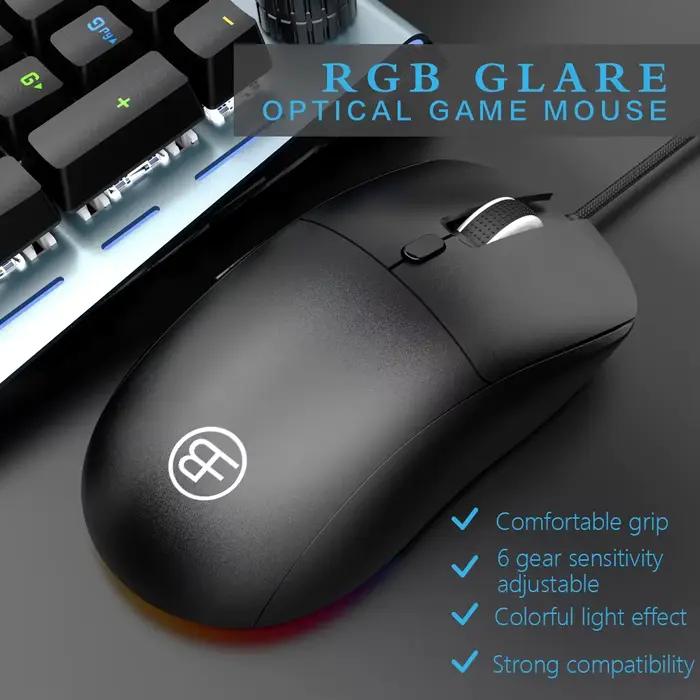 Souris filaire USB ajustable à 6 boutons