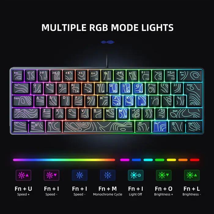 Clavier filaire pour ordinateur 61 touches USB RGB N clé Rollover Contour