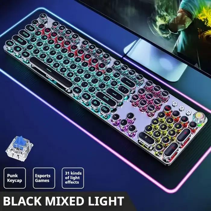 EWEADN Punk Machine à écrire clavier de jeu mécanique 104 touches