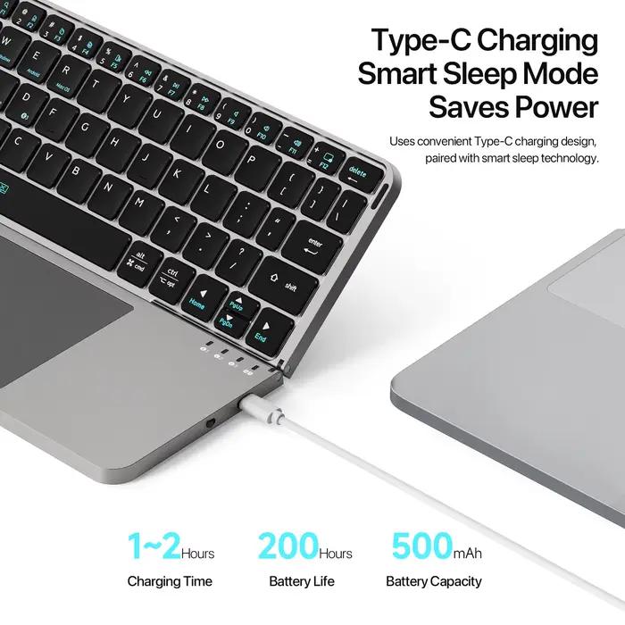 Nouveau modèle multifonctionnel pliable Bluetooth 5.0 clavier avec pavé tactile et support de téléphone pour téléphones tablettes PC