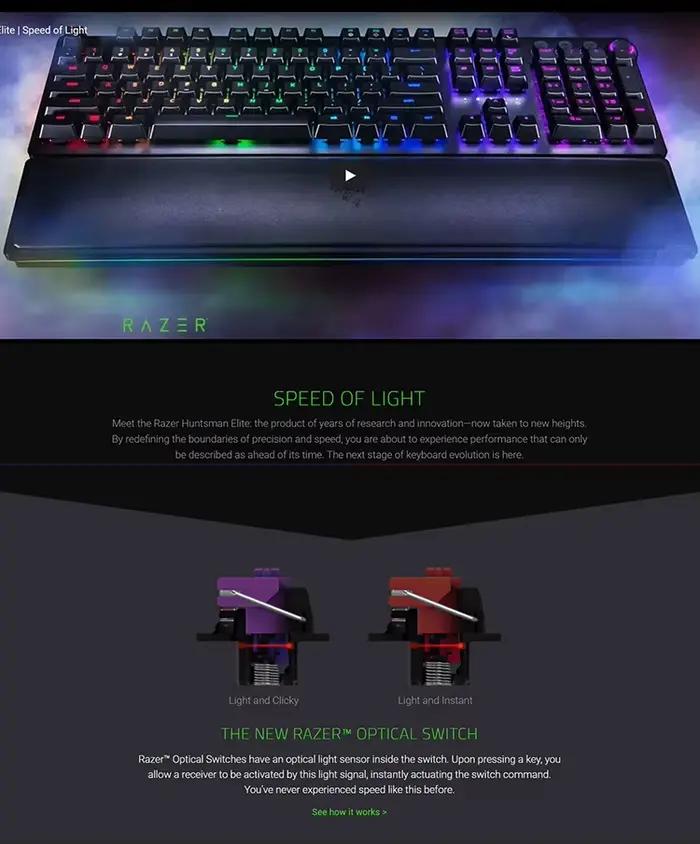 Razer Huntsman Elite clavier de jeu commutateurs optiquesChroma RGB repose-poignet magnétique action rapide PC de jeu