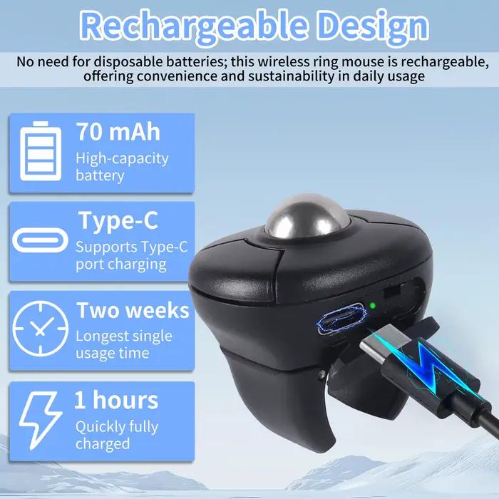 Souris Trackball sans fil Bluetooth double mode Air Mouse pour présentations PowerPoint