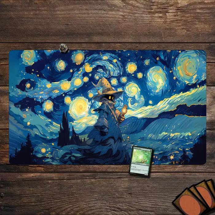 Tapis de jeu MTG artistique ciel étoilé et sorcier