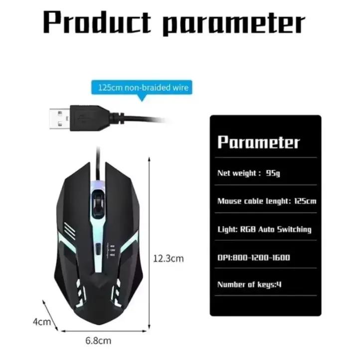 Souris de jeu à bouton lumineux coloré USB LED