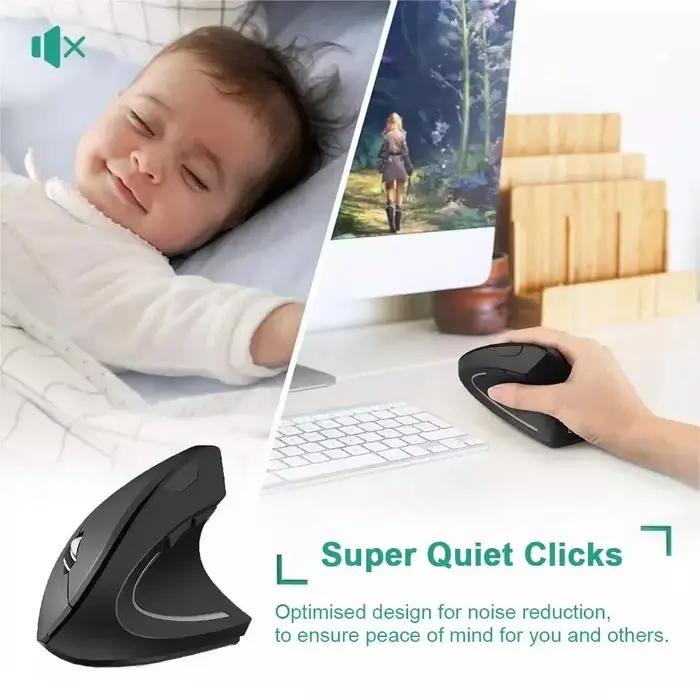 Souris Verticale Ergonomique Sans Fil 2.4GHz 3 Réglages DPI 6 Boutons Précision Haute pour Utilisation Prolongée Occasions Bureau Portable