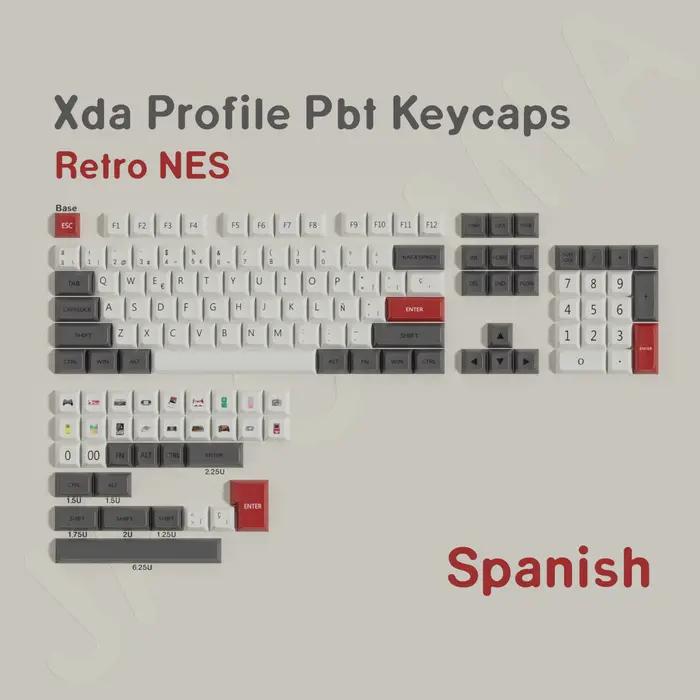 XDA PBT Keycaps DE ES FR KR EN RU Abnt2 Keycap colorant Sub rétro FC pour clavier mécanique de jeu disposition ISO personnalisé GMK67 Wooting