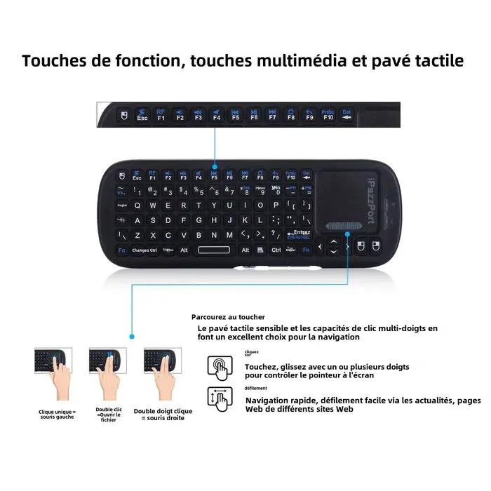 IPazzPort Mini clavier sans fil Bluetooth et 2