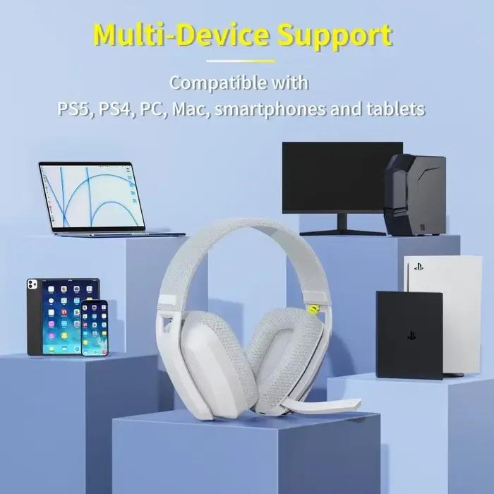 Casque de jeu sans fil BINNUNE BW06 avec microphone pour PS5 PS4 PC Mac Bluetooth 2.4 GHz double connexion annulation active du bruit gaming confortable