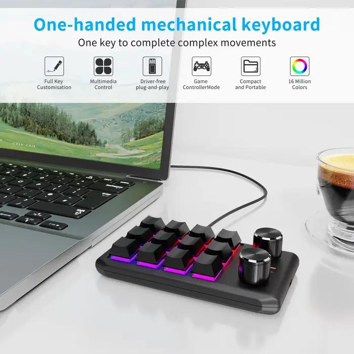 Bluetooth 12 touches 2 boutons USB programmation Macro clavier personnalisé Console de jeu