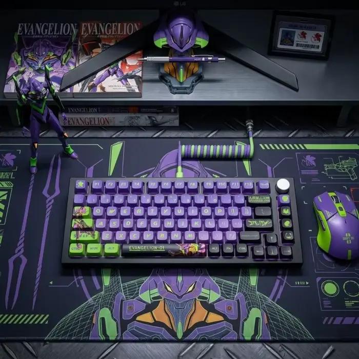Clavier mécanique à axe croisé avec touches PBT à sublimation sur le thème de l'anime Neon Genesis Evangelion Unit-01
