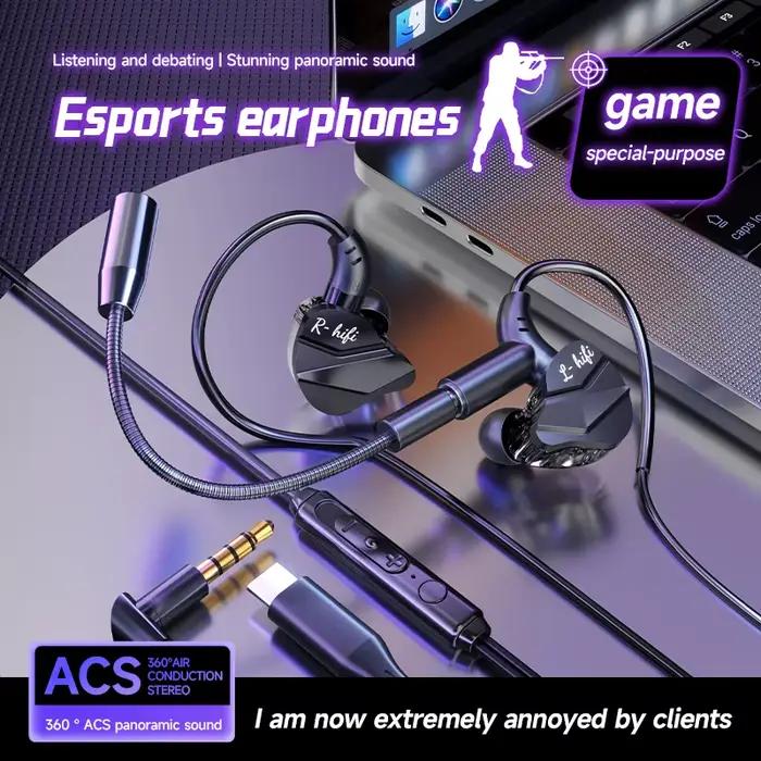 Écouteurs de jeu Gamer avec Microphone HD 3.5mm et TypeC