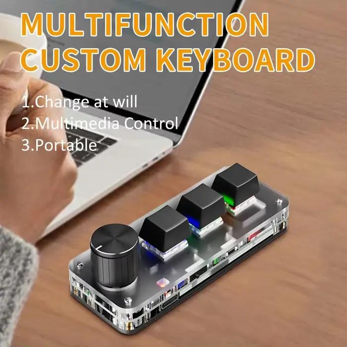 2.4G 3 touches personnaliser clavier Bluetooth bouton Macro copier coller touche de raccourci e-sports jeu Mini