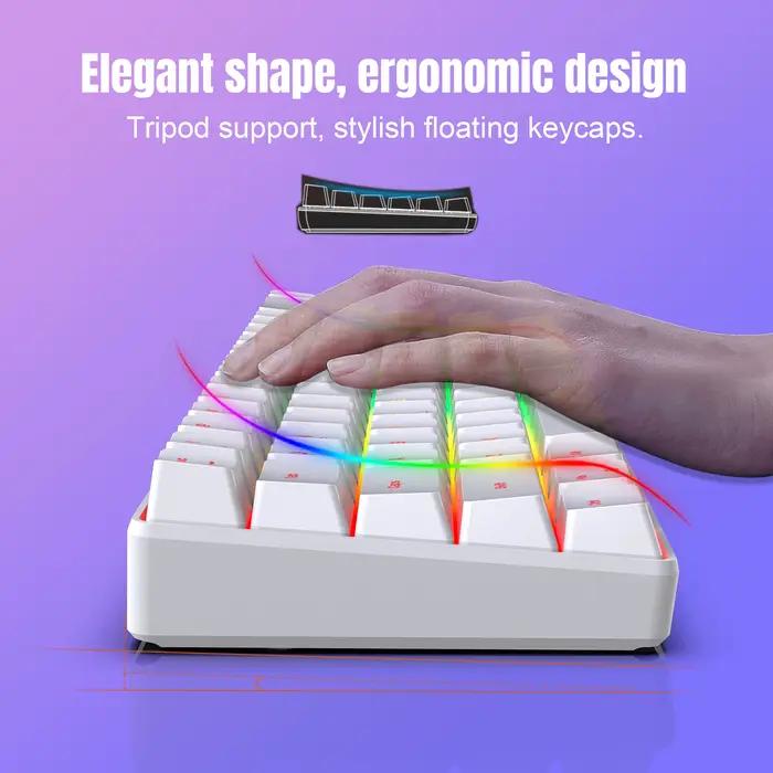 68 touches clavier de jeu USB filaire Portable 20 RGB rétro-éclairage espagnol coréen russe