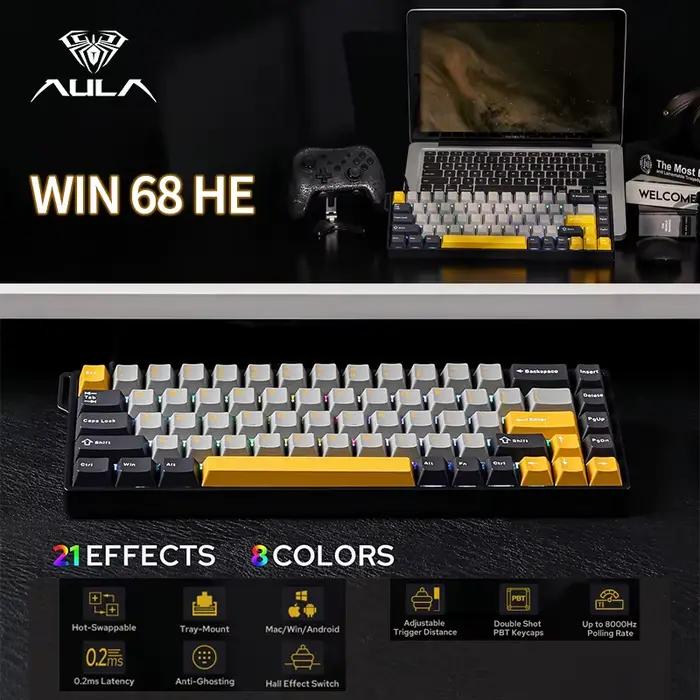 Aula WIN68 HE WIN60 clavier à axe magnétique avec actionation réglable taux de polymérisation échangeable à chaud RT