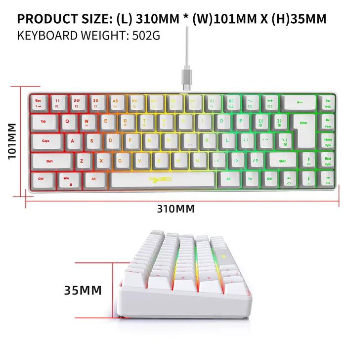 68 touches clavier de jeu USB filaire Portable 20 RGB rétro-éclairage espagnol coréen russe