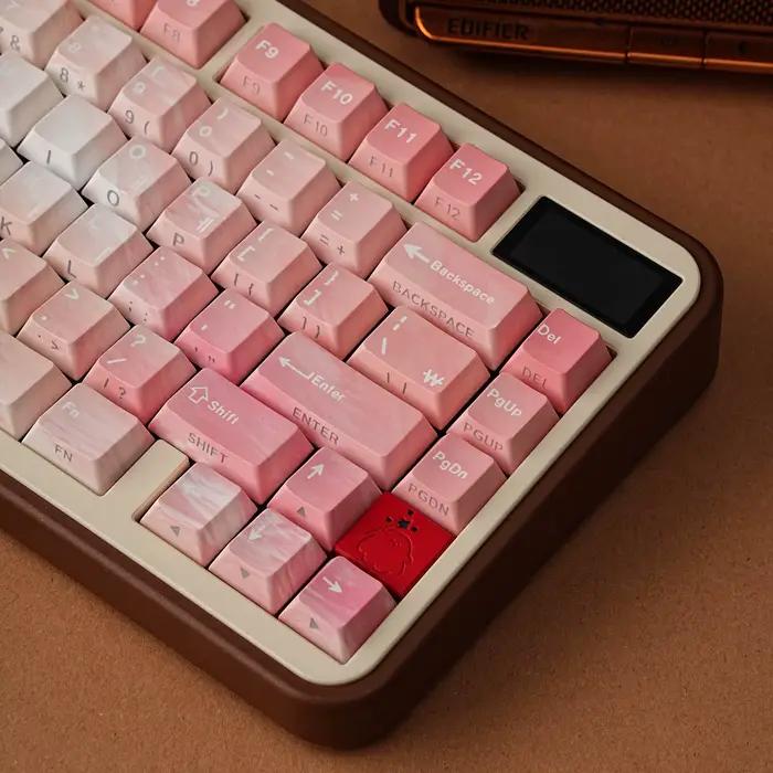 Capuchons de touches de clavier mécaniques en PBT avec éclairage latéral pour gamers et développeurs, disponibles en français, anglais, allemand, espagnol, japonais, arabe, ambre, beige, bronze, crème, cyan, gris foncé, gris clair, kaki, marron, rose clair, orange