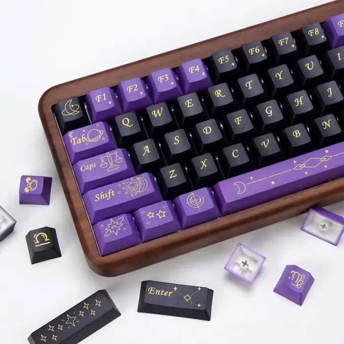KBDiy 143 touches Stardust Prelude Keycap profil Cherry violet noir Alice espace divisé ISO PBT Keycaps pour 60 clavier mécanique