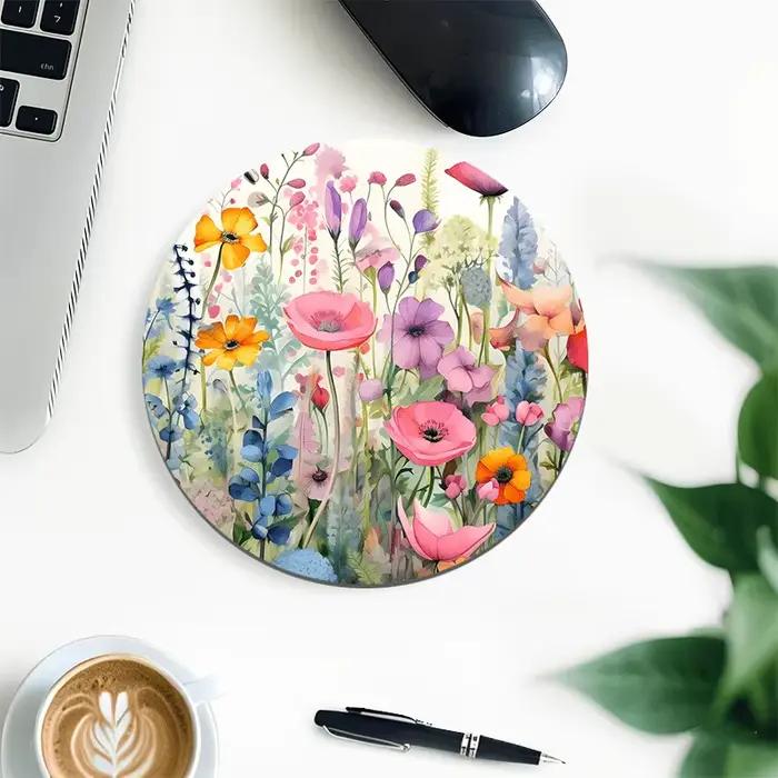 Tapis de souris floral rose