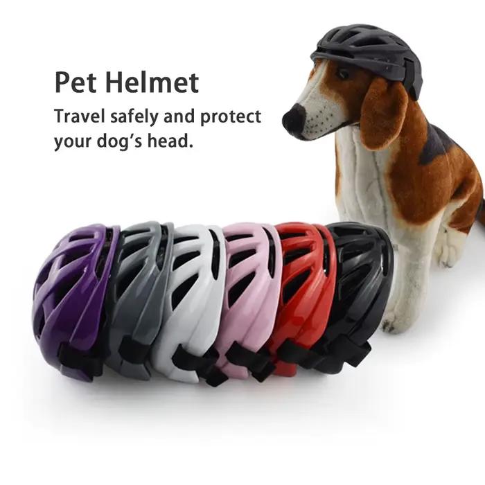 Casque de sécurité pour chien - Casque réglable en ABS pour animaux de compagnie pour activités de camping en plein air/moto/vélo - Fournitures pour animaux de compagnie