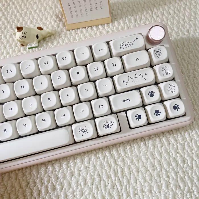 Hangul Keycap PBT lait mignon chat Keycaps coréen MOA haut imprimé pour bureau gamer 60% 65% 75% TKL 96% 100% clavier mécanique