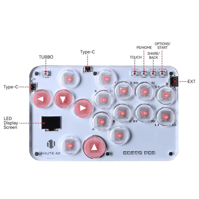 Manette de combat Haute42 Arcade Hitbox Joystick Hitbox pour PC PS4 Switch Clavier de jeu avec 16 Boutons Mode RGB Occasions Spéciales
