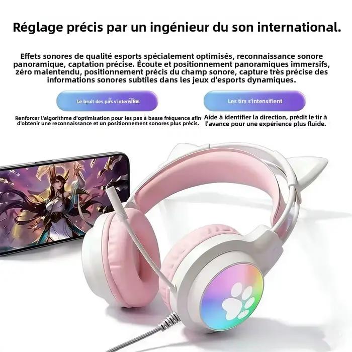Casque de jeu SOYTO avec oreilles de chat mignonnes