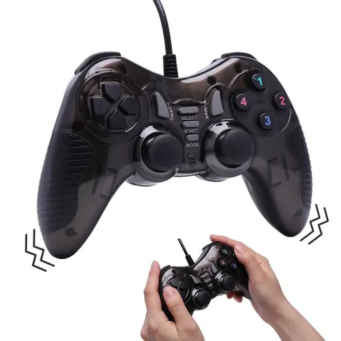 Manette de jeu filaire USB à double Vibration