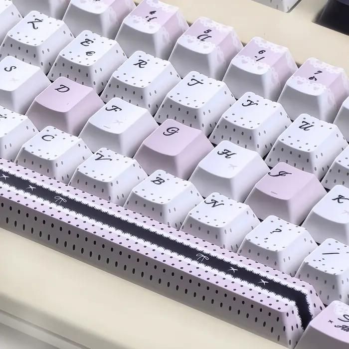 MAIMOOO Azerty clavier Keycap français Style Lolita noir rose Iso Alice disposition pour Aula Ajazz Keycaps