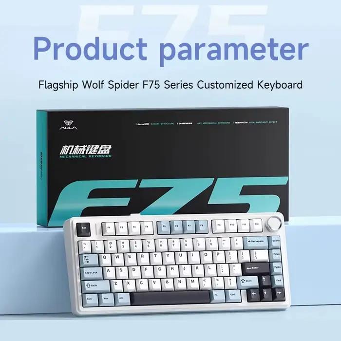 AULA F75 2.4G clavier mécanique de jeu sans fil/Bluetooth/filaire rvb personnalisé 75% disposition Structure de joint de profil OEM