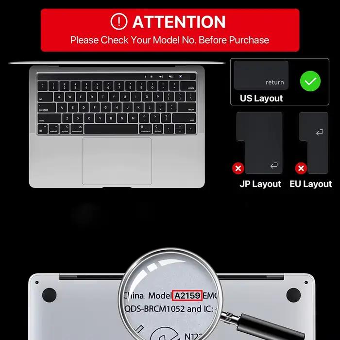 Housse de clavier transparente pour MacBook Air13.6 M4 A3240 2025 M3 M2 Pro 13 "Air13 A2179 A2337 A1369 A1466 Air 15.3 M4 A3241 A3114 A2941