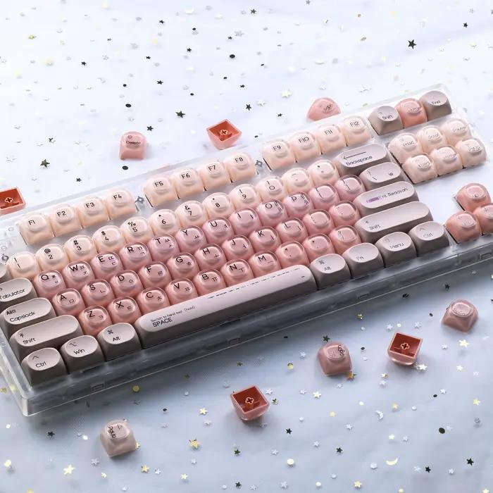 MAIMOOO Keycaps coréens roses Liquid Foundation 136 touches Hoa Pbt+Pc rondes