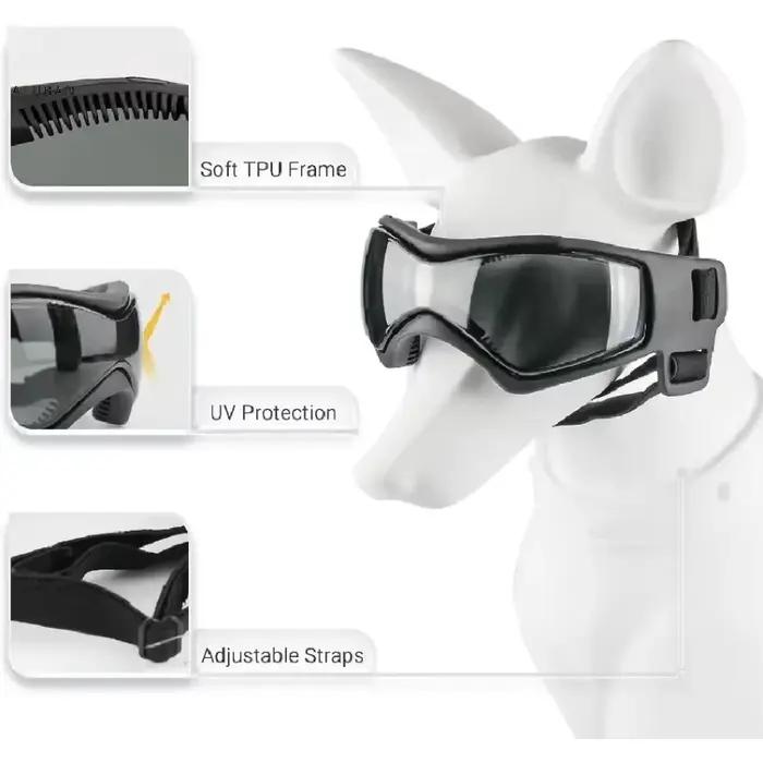 Casque et lunettes de protection pour petits chiens - Casque de moto pour animaux de compagnie avec trous pour les oreilles, sangles réglables pour la promenade des chiots