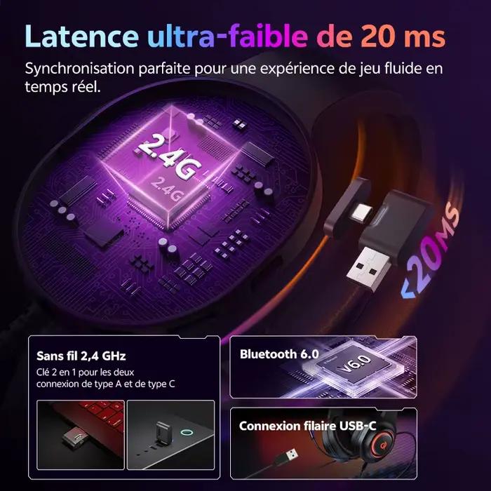QCY Heroad V200 sur l'oreille casque 50mm pilote 7.1 Surround son