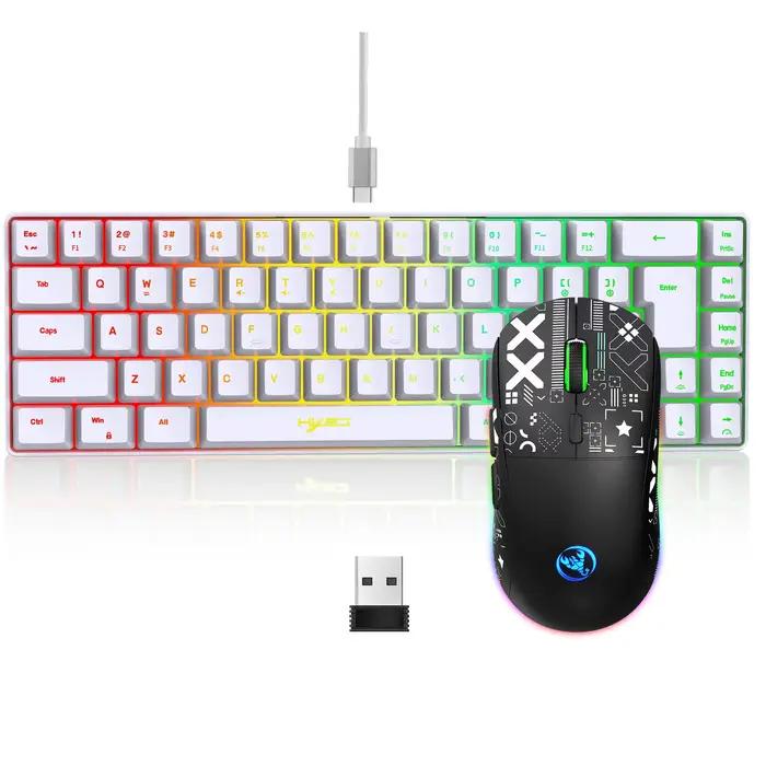 60% jeu clavier et souris combo ensemble gamer blanc