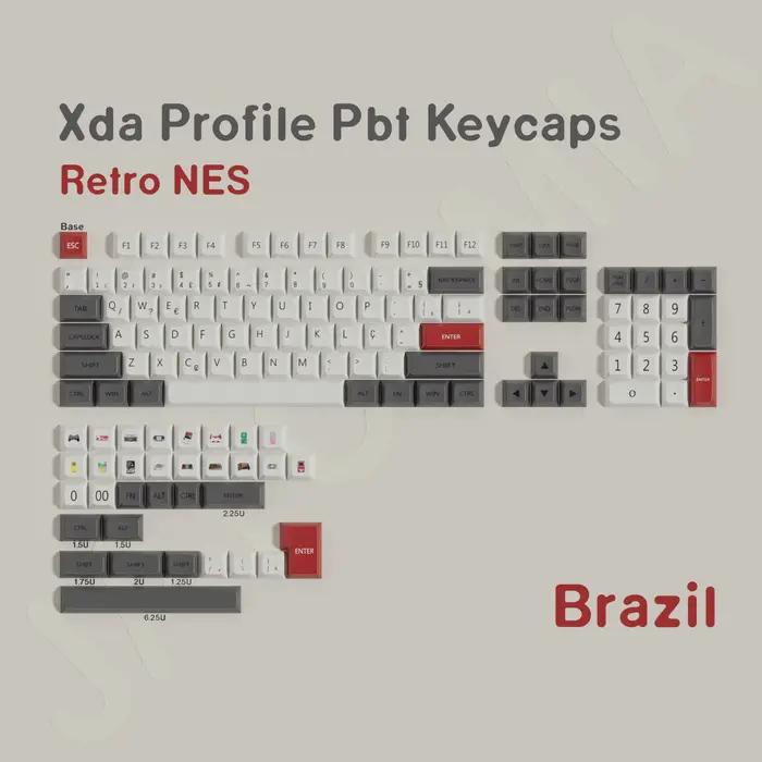 XDA PBT Keycaps DE ES FR KR EN RU Abnt2 Keycap colorant Sub rétro FC pour clavier mécanique de jeu disposition ISO personnalisé GMK67 Wooting