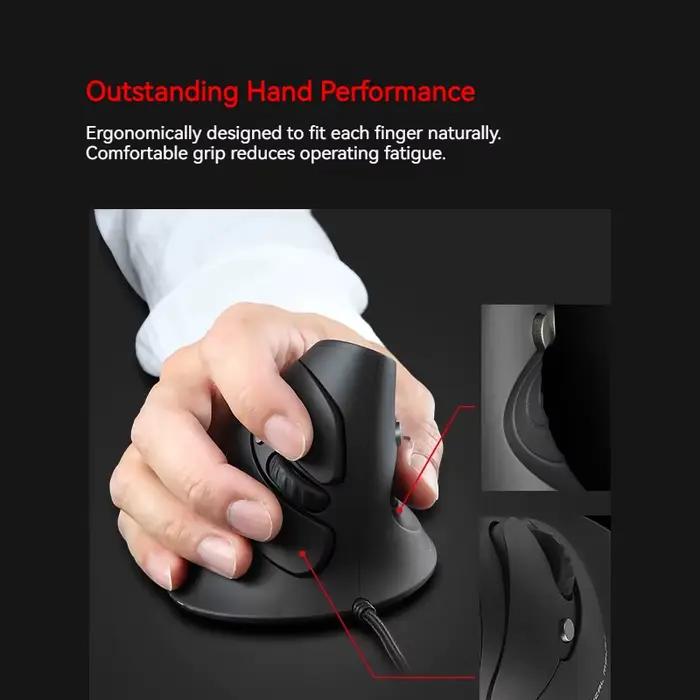 Zelotes T-30 souris optique verticale Programmable 6 touches 4 vitesses DPI réglable ordinateur bureau