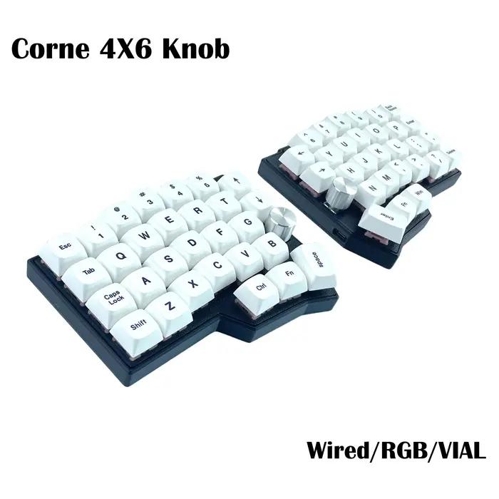Corne 4 × 6 disposition 2 boutons ergonomie fendue clavier mécanique MX remplaçable à chaud filaire South RGB VIAL Programmable