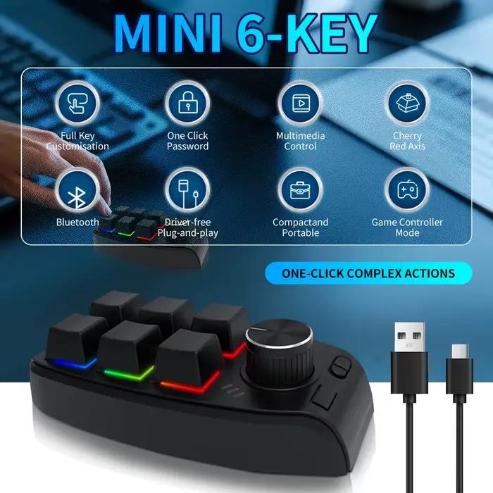 Programmation Bluetooth Macro clavier personnalisé 6 touches 3 boutons rvb bricolage