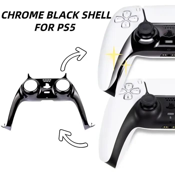 1 pièce Coque de manette de remplacement chromée noire brillante DIY pour PS5