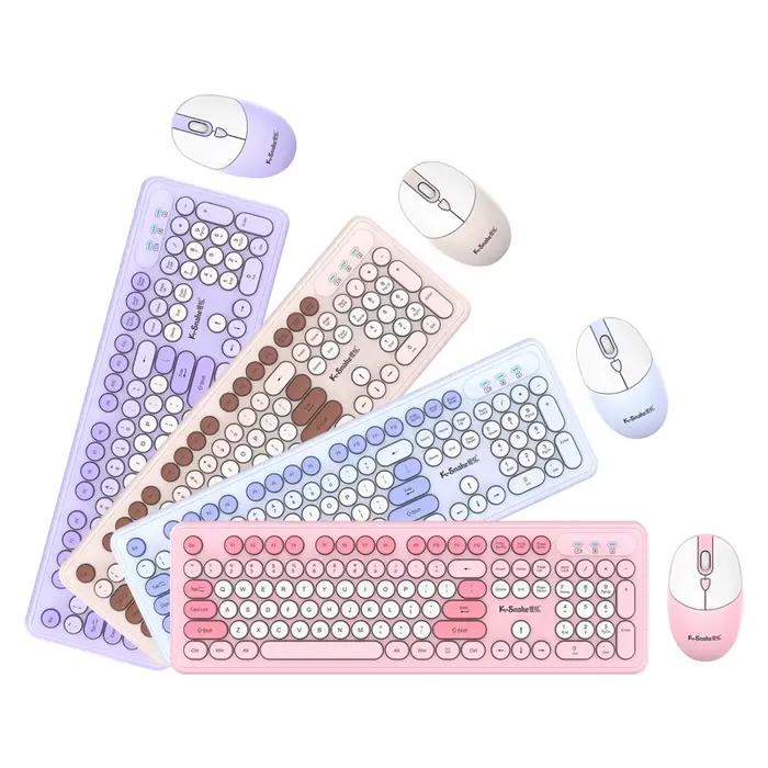 K-snake WK200 ensemble clavier et souris sans fil mignon Punk Keycap USB sans fil