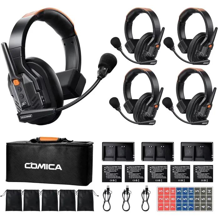 Système de casque d'intercom sans fil COMICA Seekcom S1 500m/1640ft 2.4GHz Full-Duplex Communication pour 5 personnes
