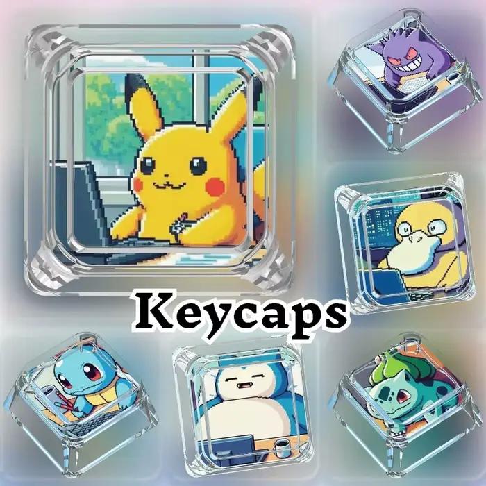 Creative Workman Style Pokémon poupée Transparent unique Keycap dessin animé mignon ronflement Pikachu axe transversal