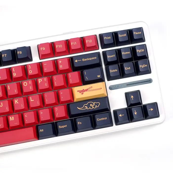 KBDiy GMK rouge samouraï coréen Keycap PBT Cherry Alice Split Space Keycaps rétro personnalisé pour Aula F75 60 clavier mécanique de jeu