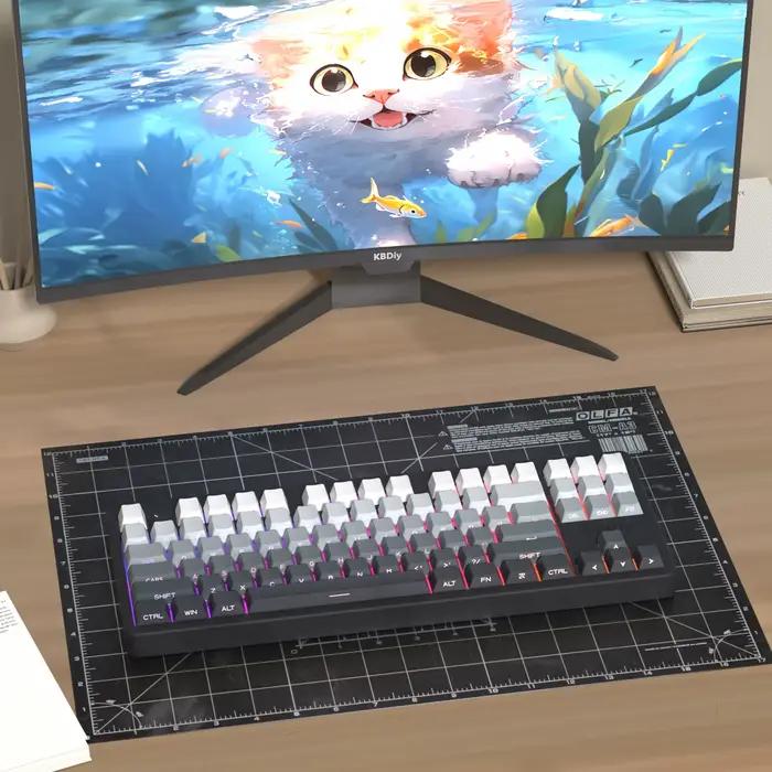 KBDiy 133 touches dégradé gris PBT Double injection Keycap impression latérale brillant à travers