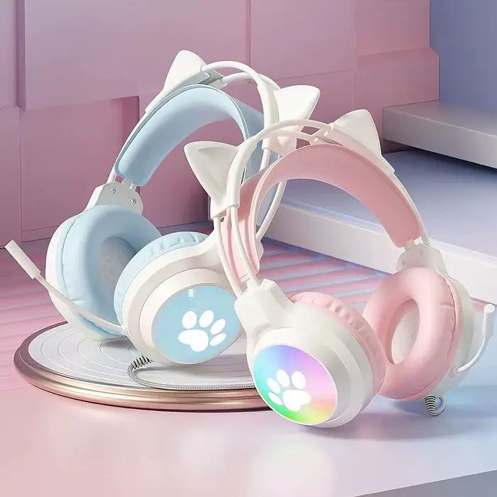 Casque de jeu SOYTO avec oreilles de chat mignonnes